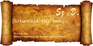 Sztancsik Dénes névjegykártya
